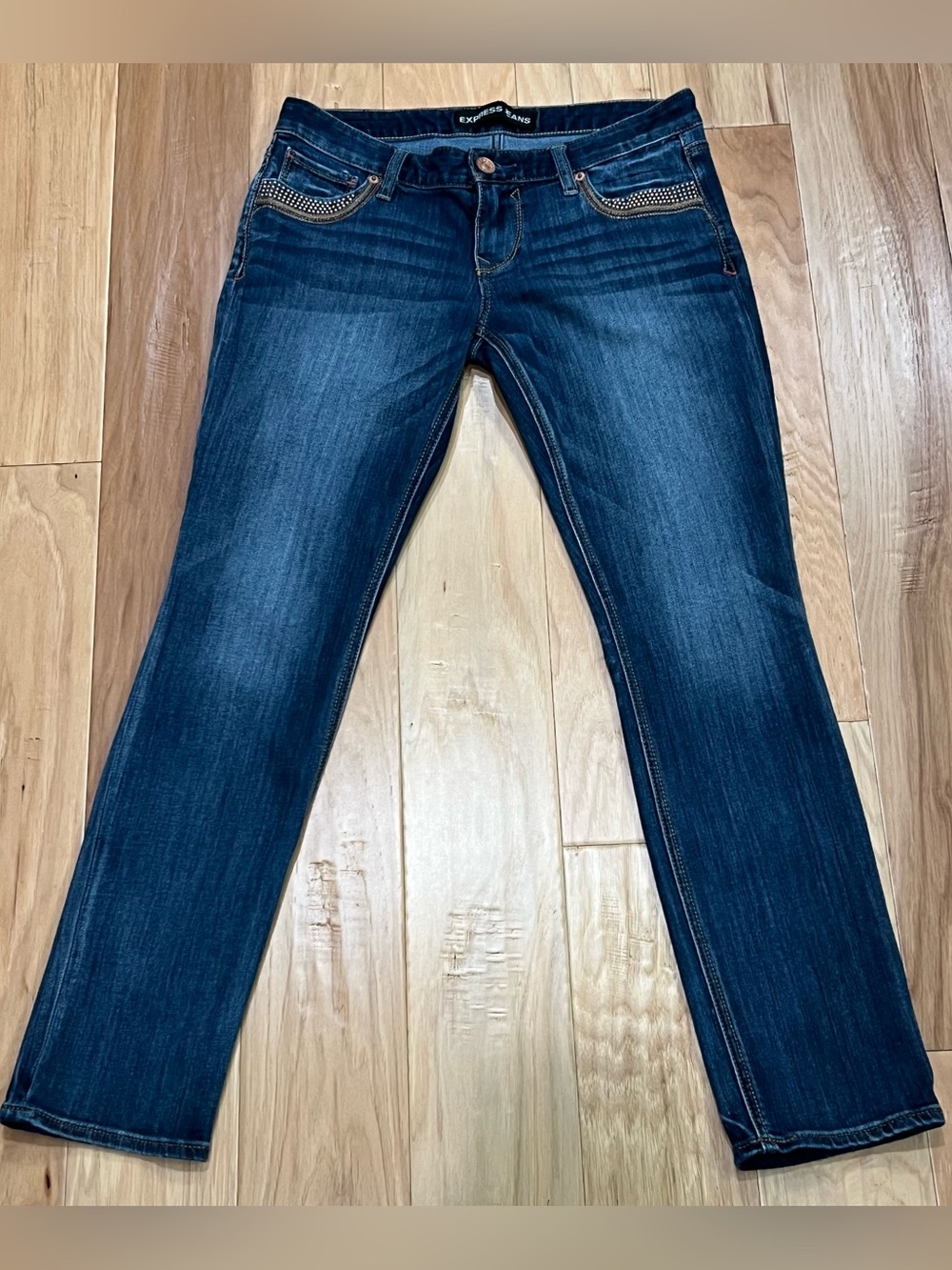NWoT RARE! Size 8 Express Stella Ankle Skinny Low Rise Bronze Studded Jeans
